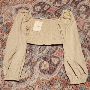 Bohme Natural Linen Stretchy Top